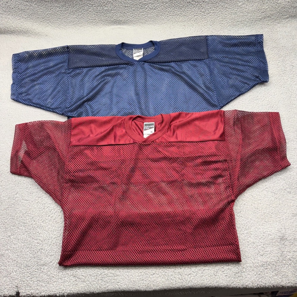 Adams USA FJ2 Mens XL Lot of 2 Navy & Maroon Mesh Football Practice Jerseys